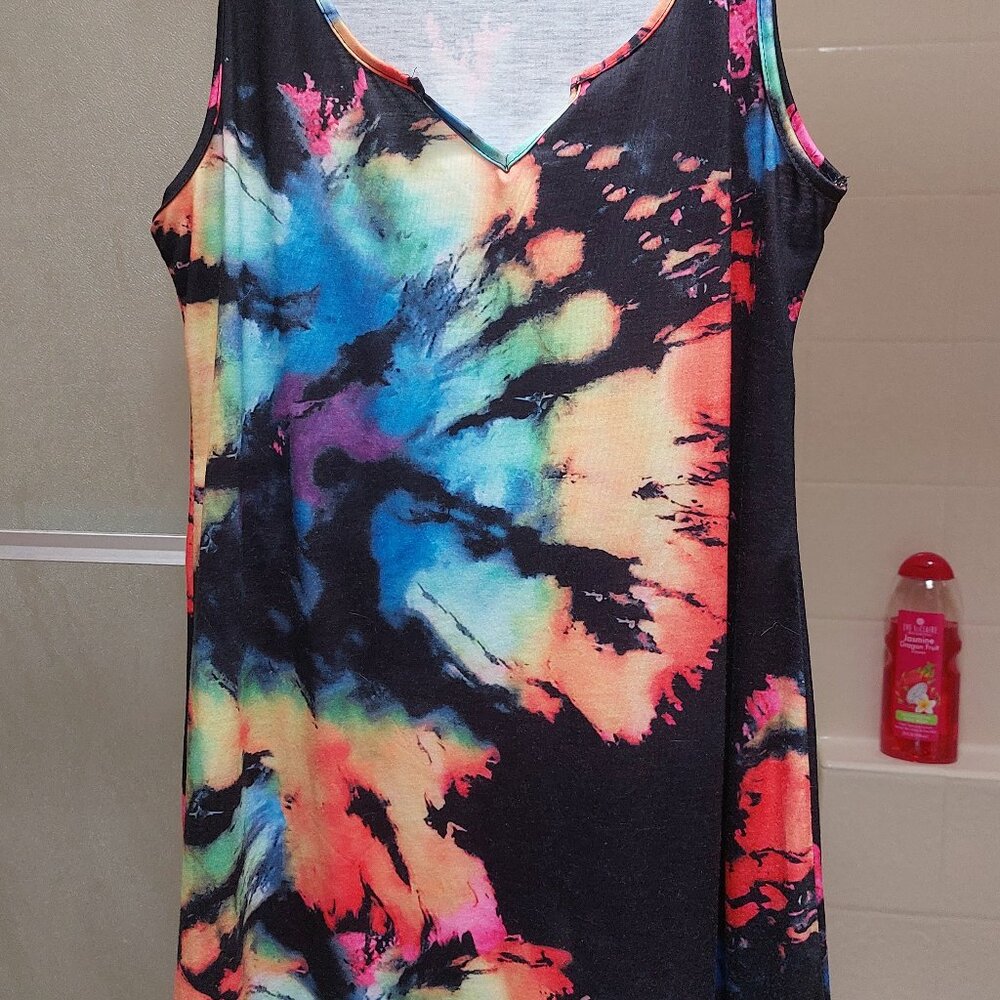 Midi tie dye Dress XL 1X , Boho, Festival, Summer